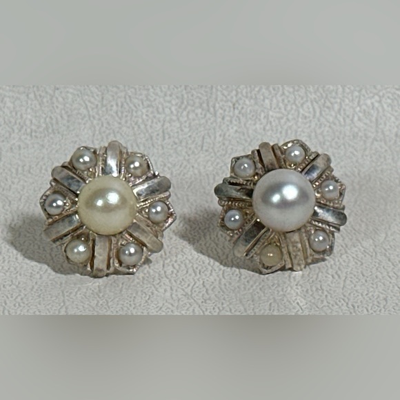 Vintage Platinum Custom Pearl Earrings
